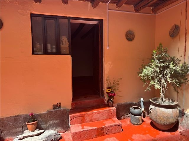 Acceso interior junto a las plantas del patio